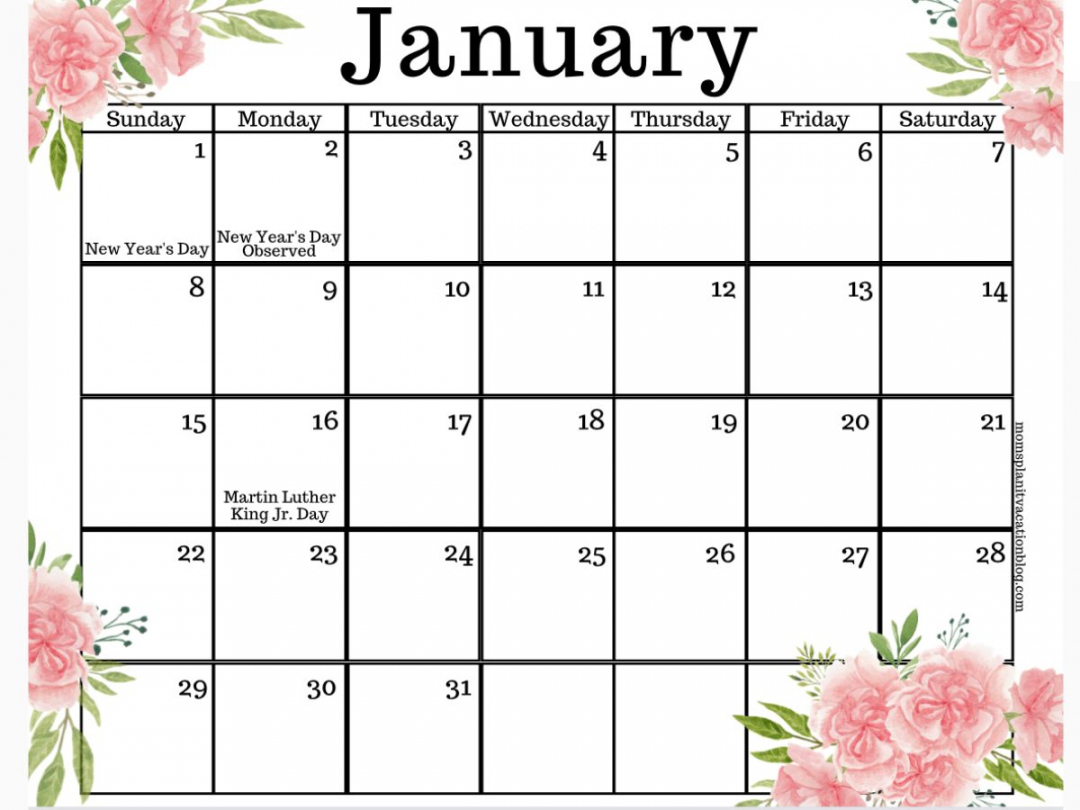 Free January Calendar Printable () - FREE Printables - Free Printable January 2023 Calendar With Holidays