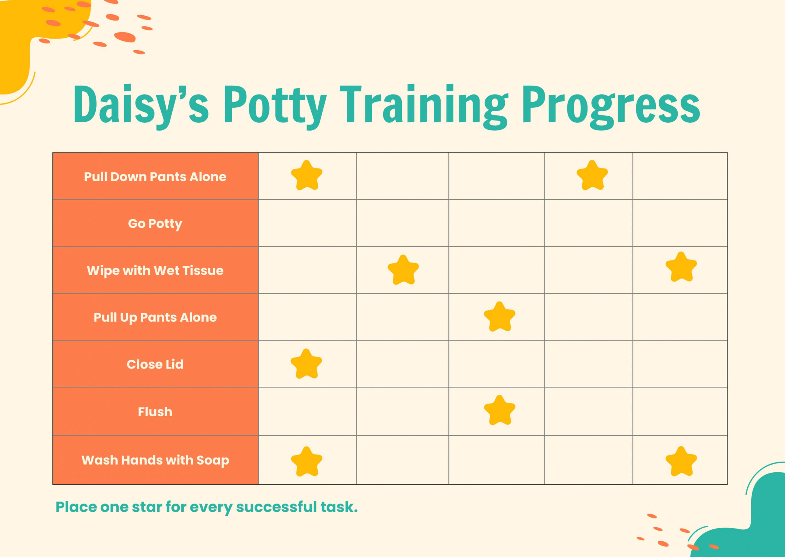 Free Kids Potty Training Chart - Illustrator, PDF  Template - Free Printable Beginner Potty Training Chart
