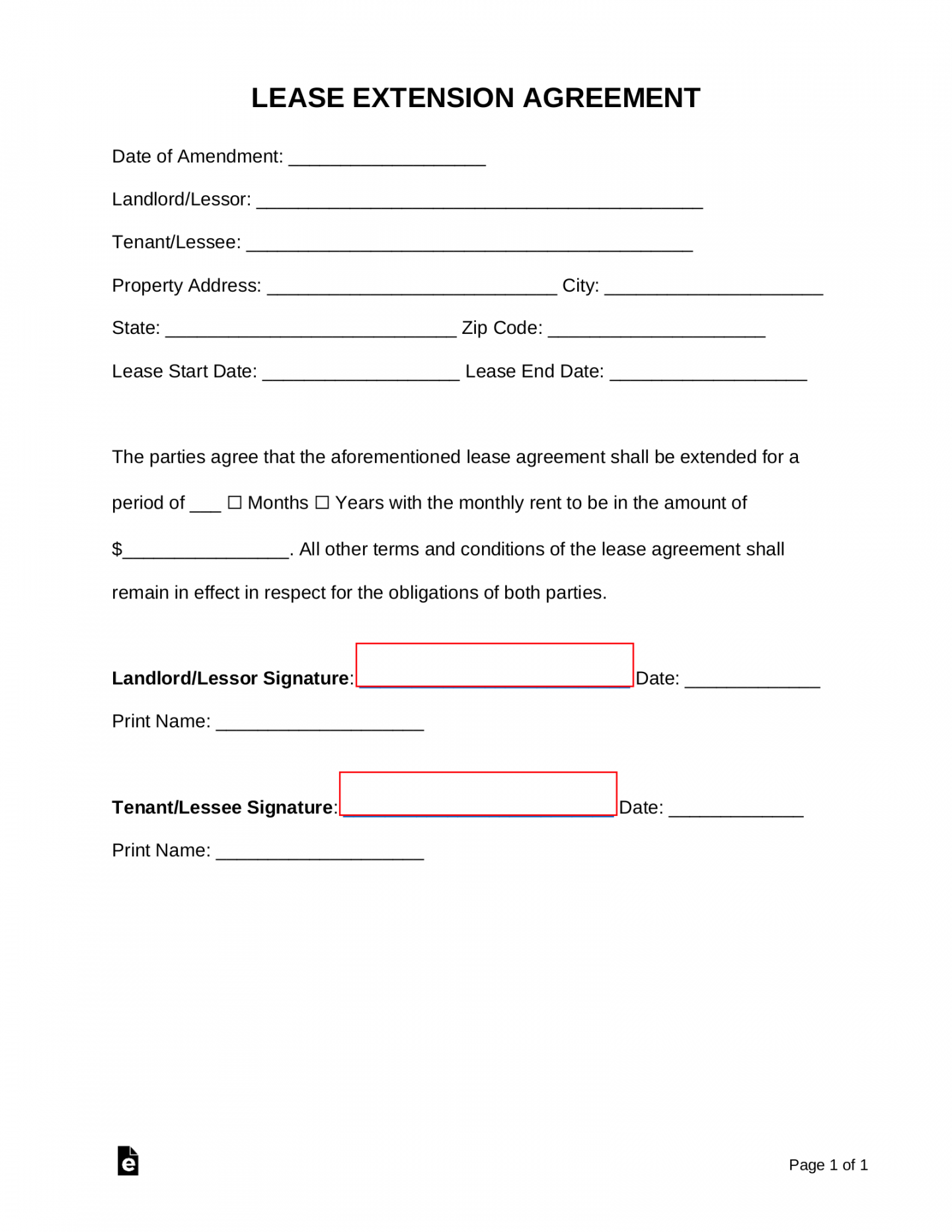 Free Lease Extension Agreement  Residential & Commercial - PDF  - FREE Printables - Free Printable Lease Extension Agreement