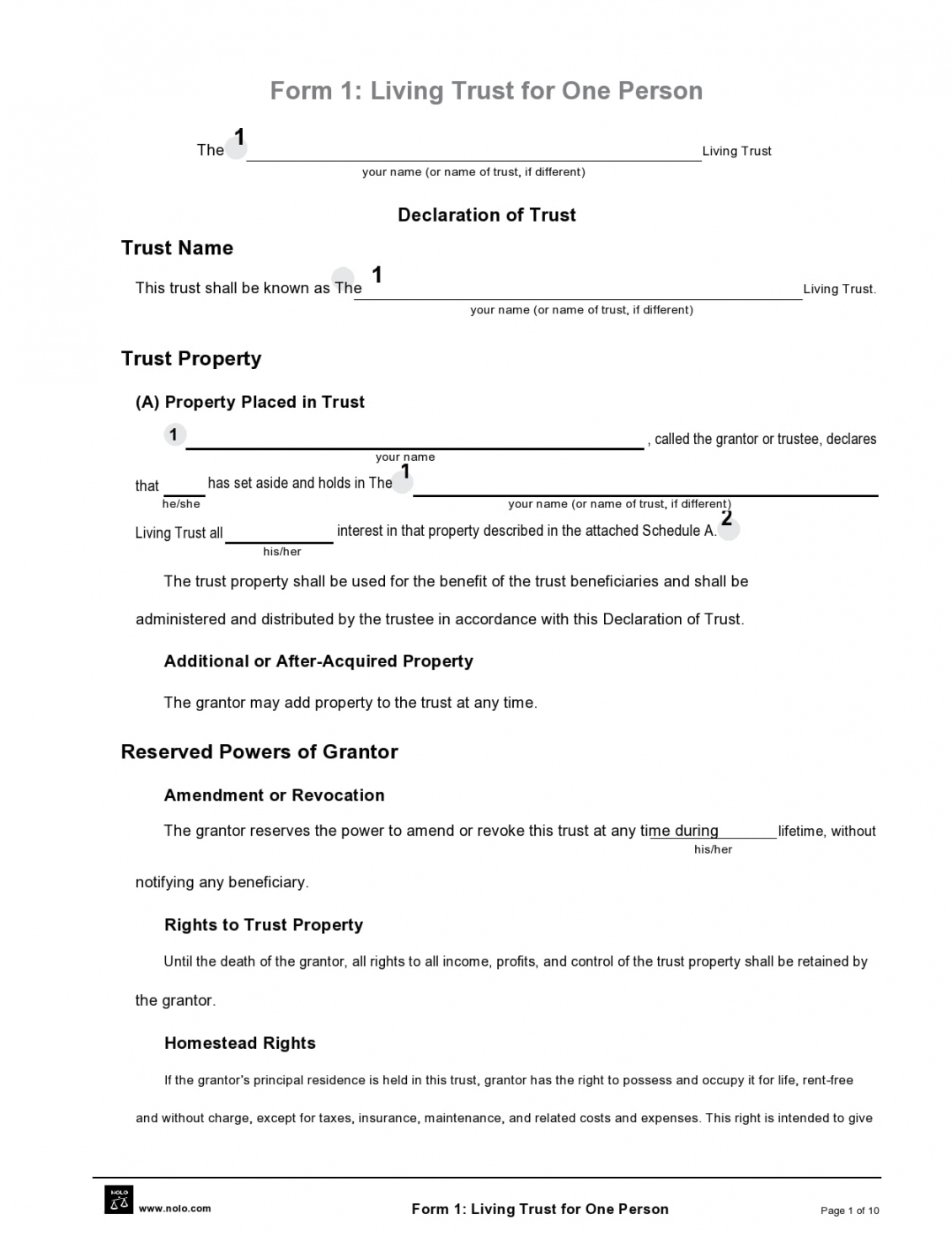 Free Living Trust Forms & Templates [Word] - TemplateArchive - FREE Printables - Free Printable Will And Trust Forms