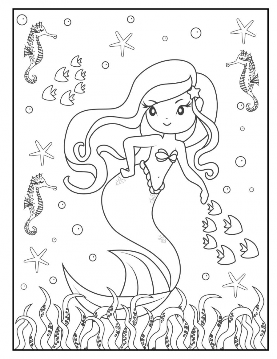 Free MERMAID Coloring Pages for Download (Printable PDF) - VerbNow - FREE Printables - Free Printable Mermaid Coloring Pages