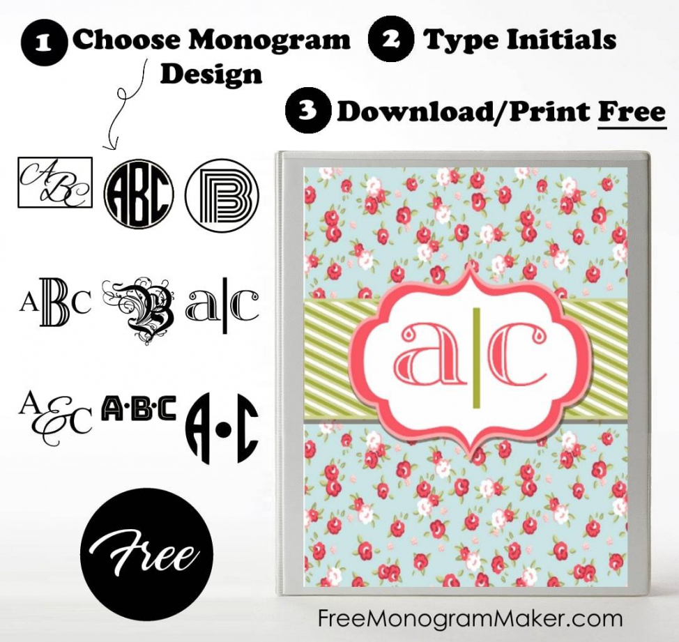 Free Monogram Binder Cover  Customize Online  Instant Download - FREE Printables - Free Printable Monogram Binder Cover