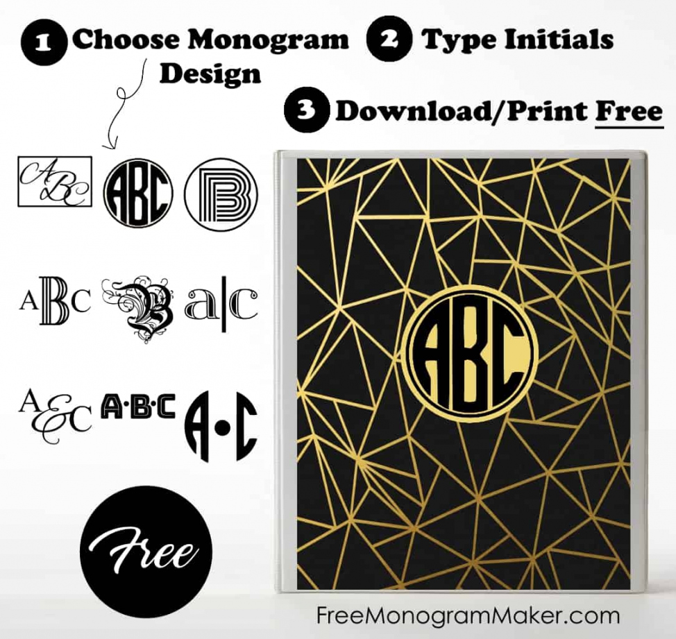 Free Monogram Binder Cover  Customize Online  Instant Download - FREE Printables - Free Printable Monogram Binder Cover