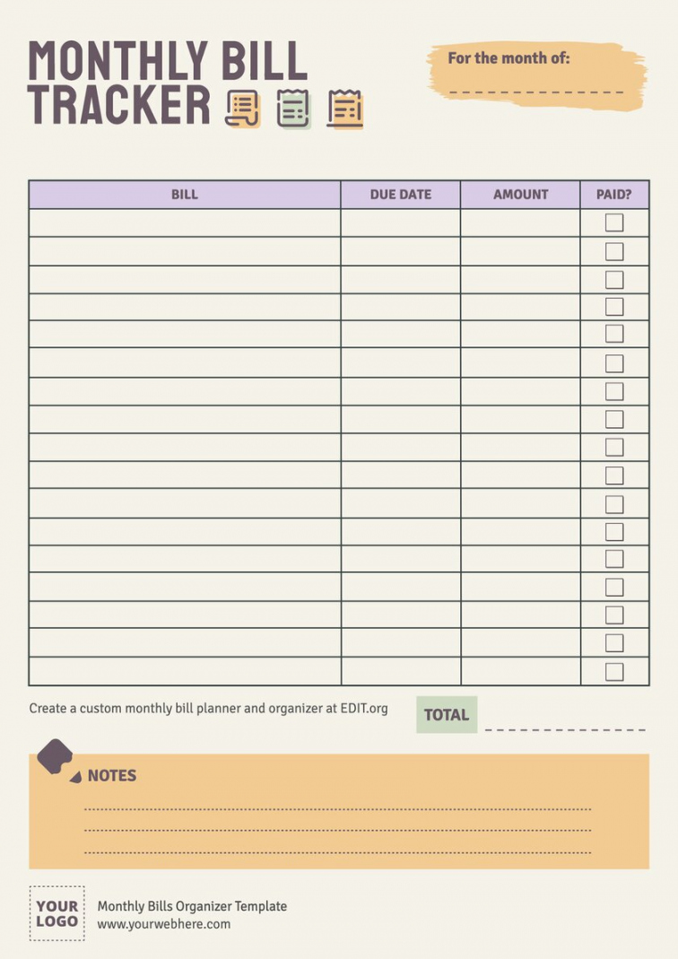 Free Monthly Bills Organizer Templates - FREE Printables - Pdf Free Printable Monthly Bill Organizer Sheets