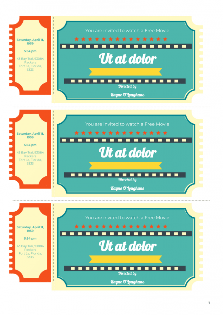 Free Movie Ticket Template - PDF Templates  Jotform - FREE Printables - Movie Ticket Free Printable