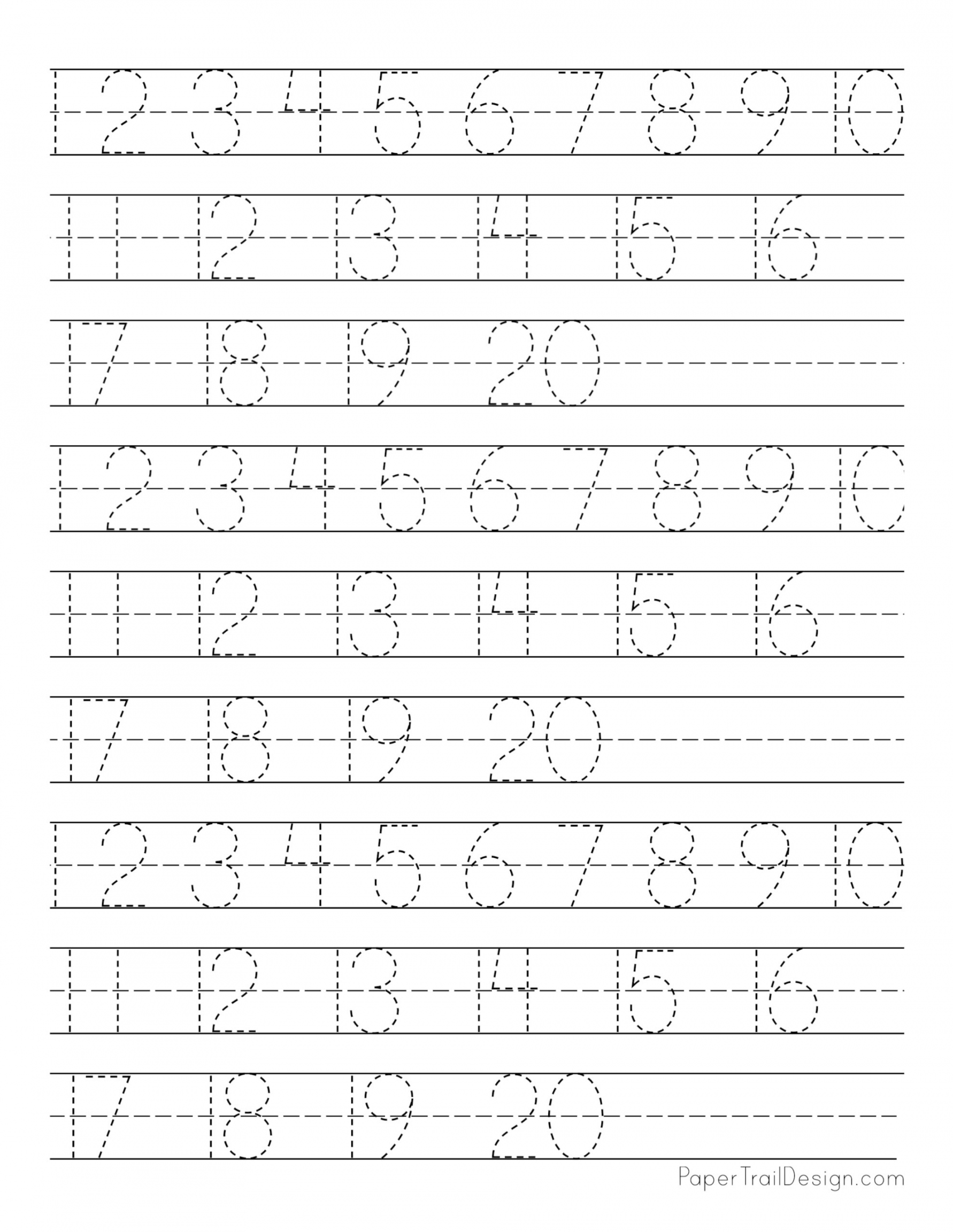 Free Number Tracing Worksheets - Paper Trail Design - FREE Printables - Free Printable Tracing Numbers