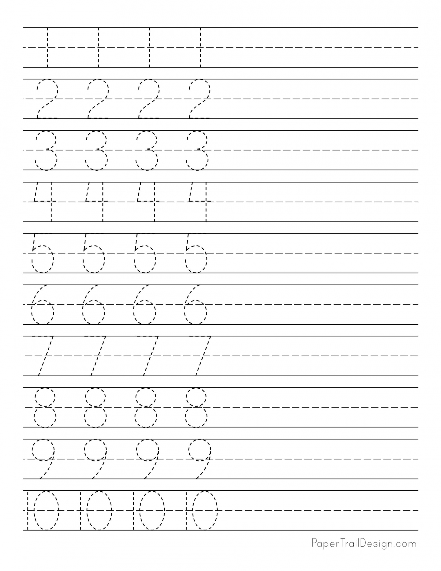 Free Number Tracing Worksheets - Paper Trail Design - FREE Printables - Tracing Numbers 1-10 Free Printable