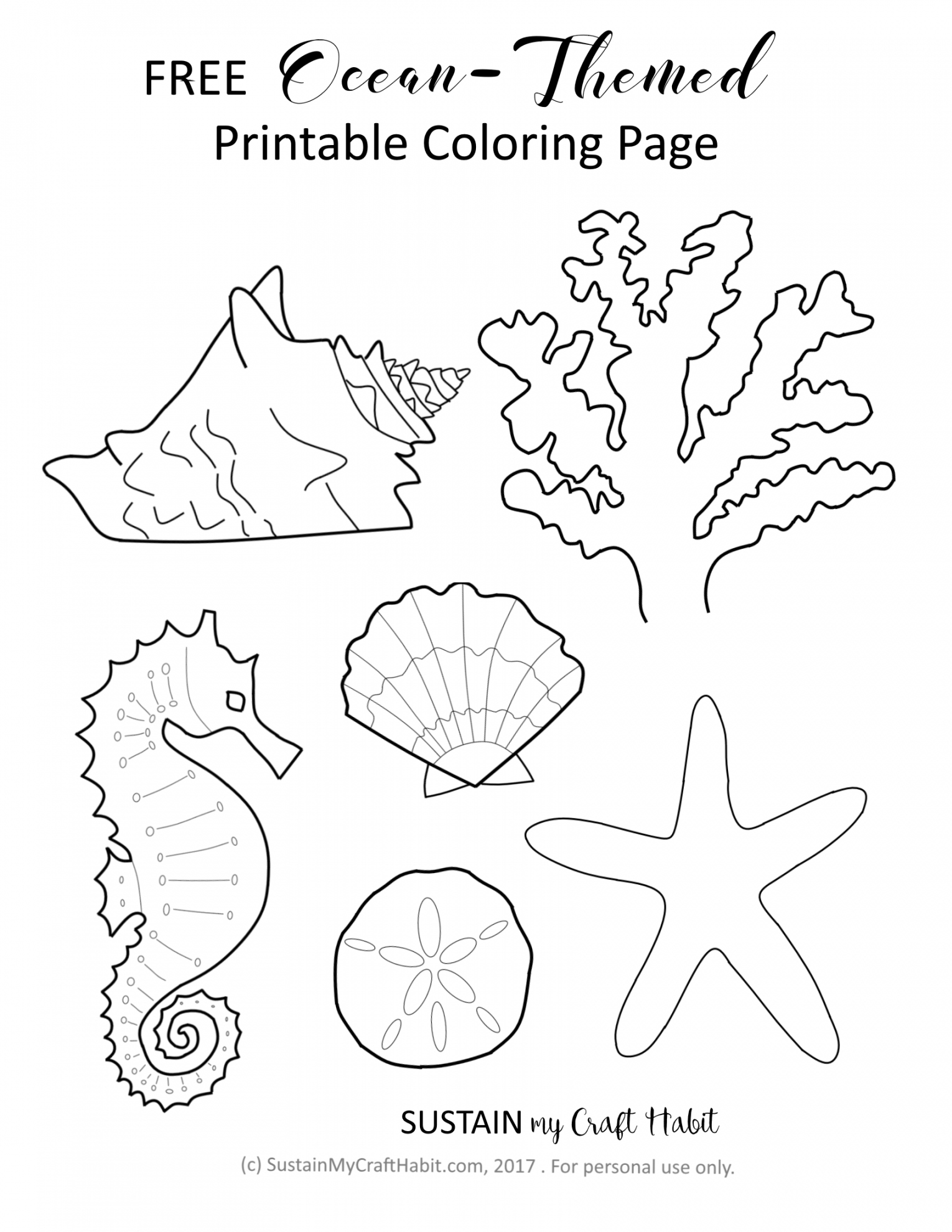 Free Ocean-Themed Coloring Page Printable! – Sustain My Craft Habit - FREE Printables - Free Printable Ocean Coloring Pages
