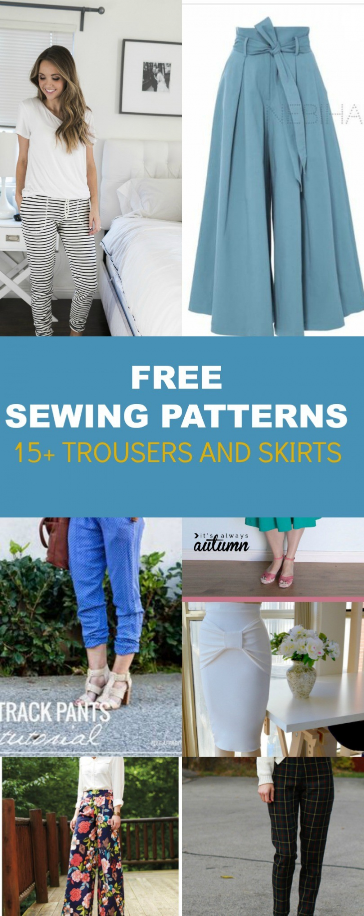 FREE PATTERN ALERT: + Pants and Skirts Sewing Tutorials  On the  - FREE Printables - Free Printable Sewing Patterns Pants