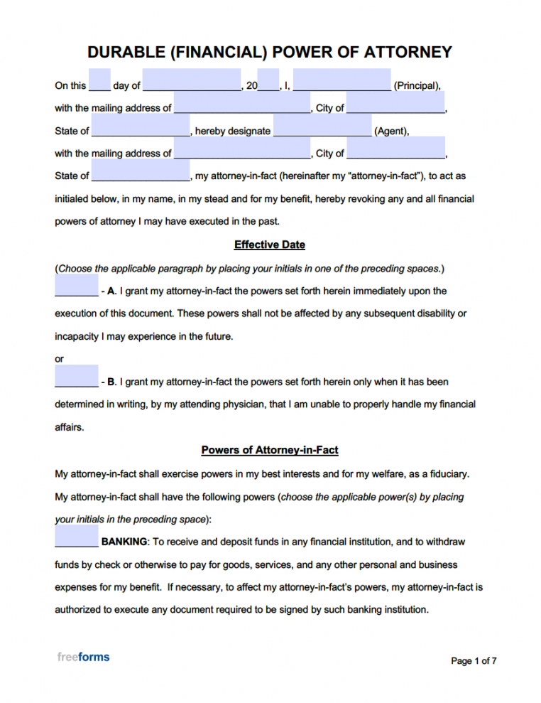 Free Power of Attorney Forms  PDF  WORD - FREE Printables - Free Printable General Power Of Attorney Form