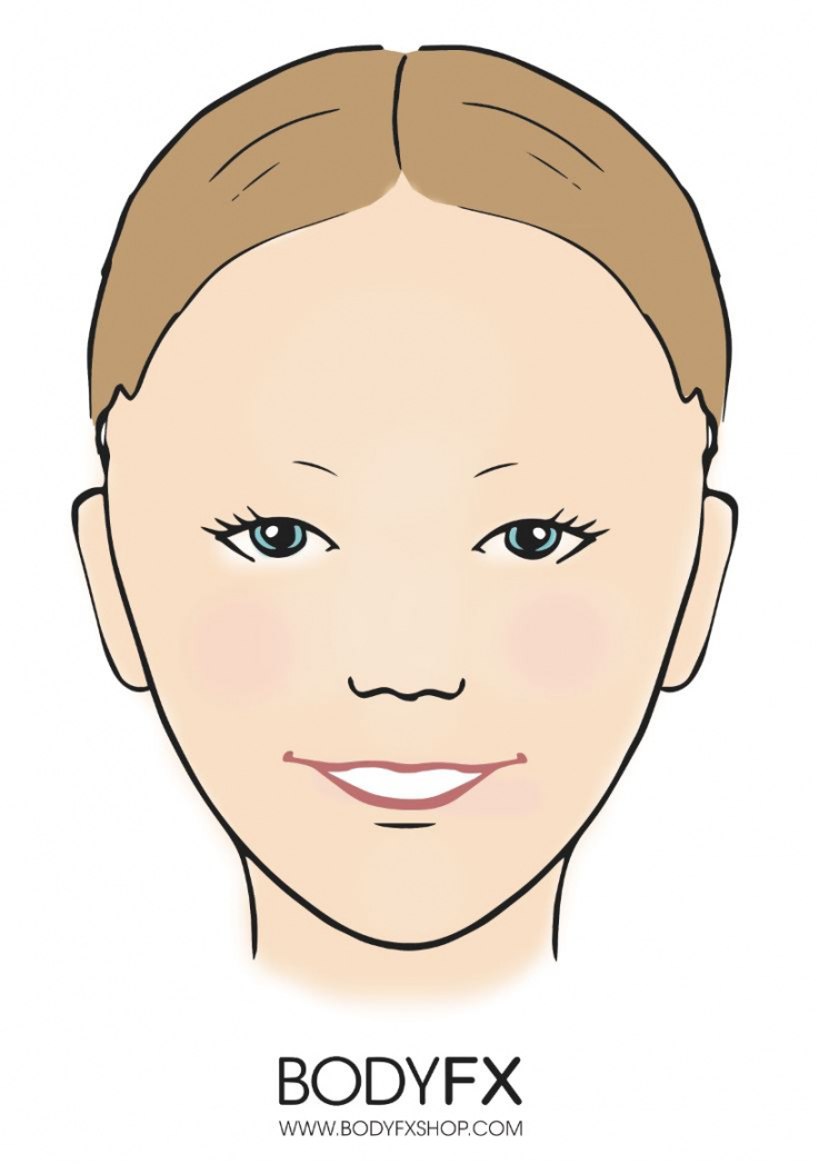 Free Practice Sheet Image Download -Face Chart Girl - Coloured - FREE Printables - Face Painting Templates Free Printable