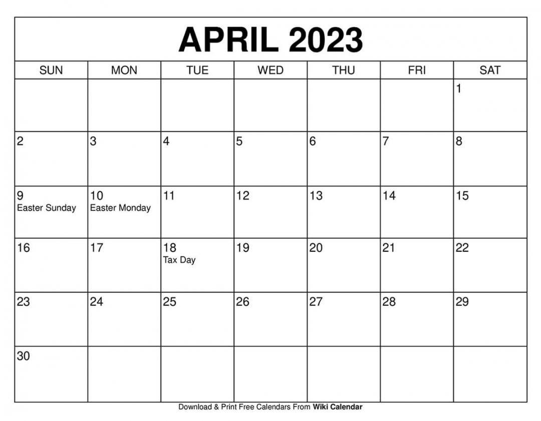 Free Printable April  Calendar Templates With Holidays - FREE Printables - Free Printable April Calendar