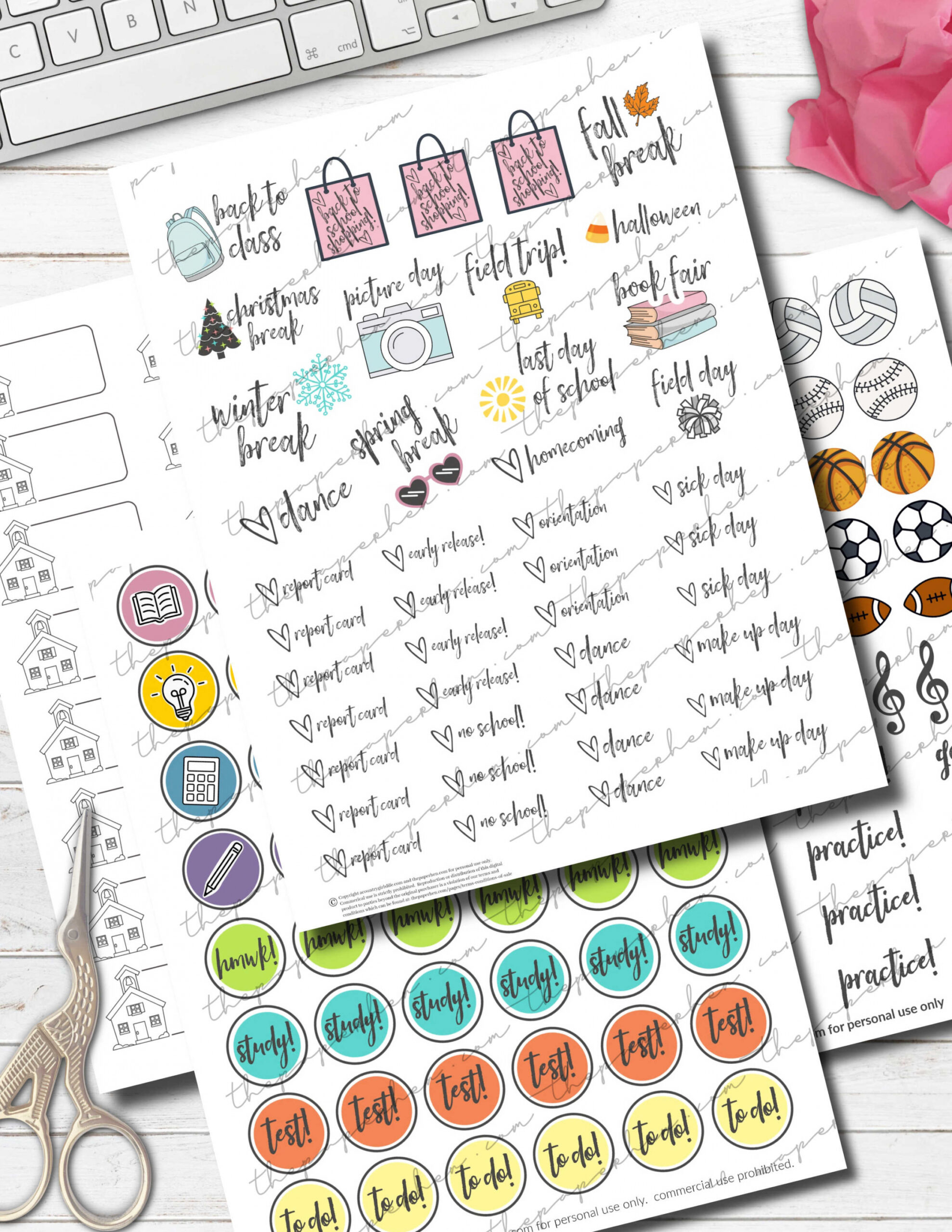 FREE Printable Back to School Planner Stickers for Teachers  - FREE Printables - Free Printable Stickers For Planners