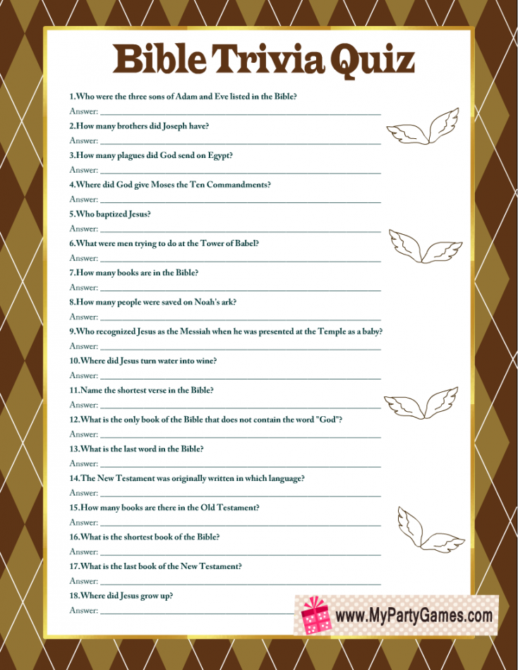 Free Printable Bible Trivia Quiz with Answer Key - FREE Printables - Free Printable Bible Games