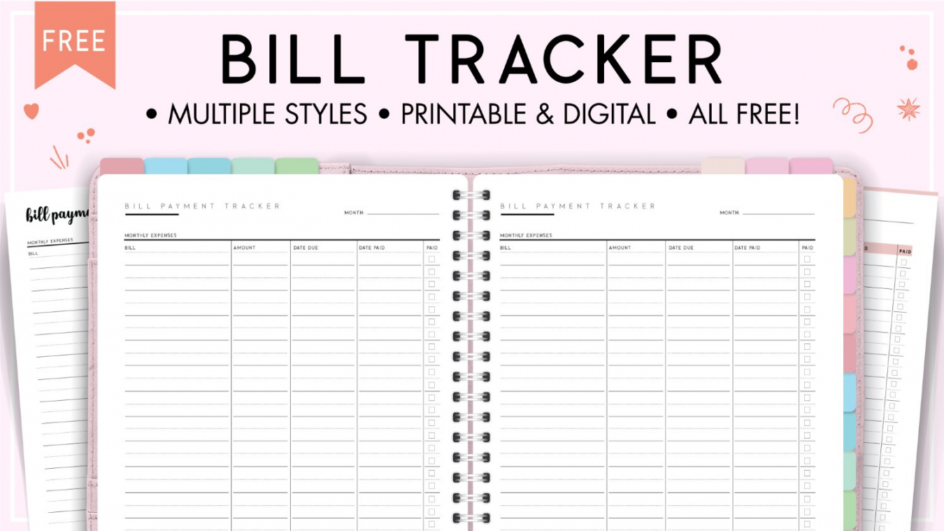 FREE Printable Bill Tracker PDF - World of Printables - FREE Printables - Free Printable Bill Tracker