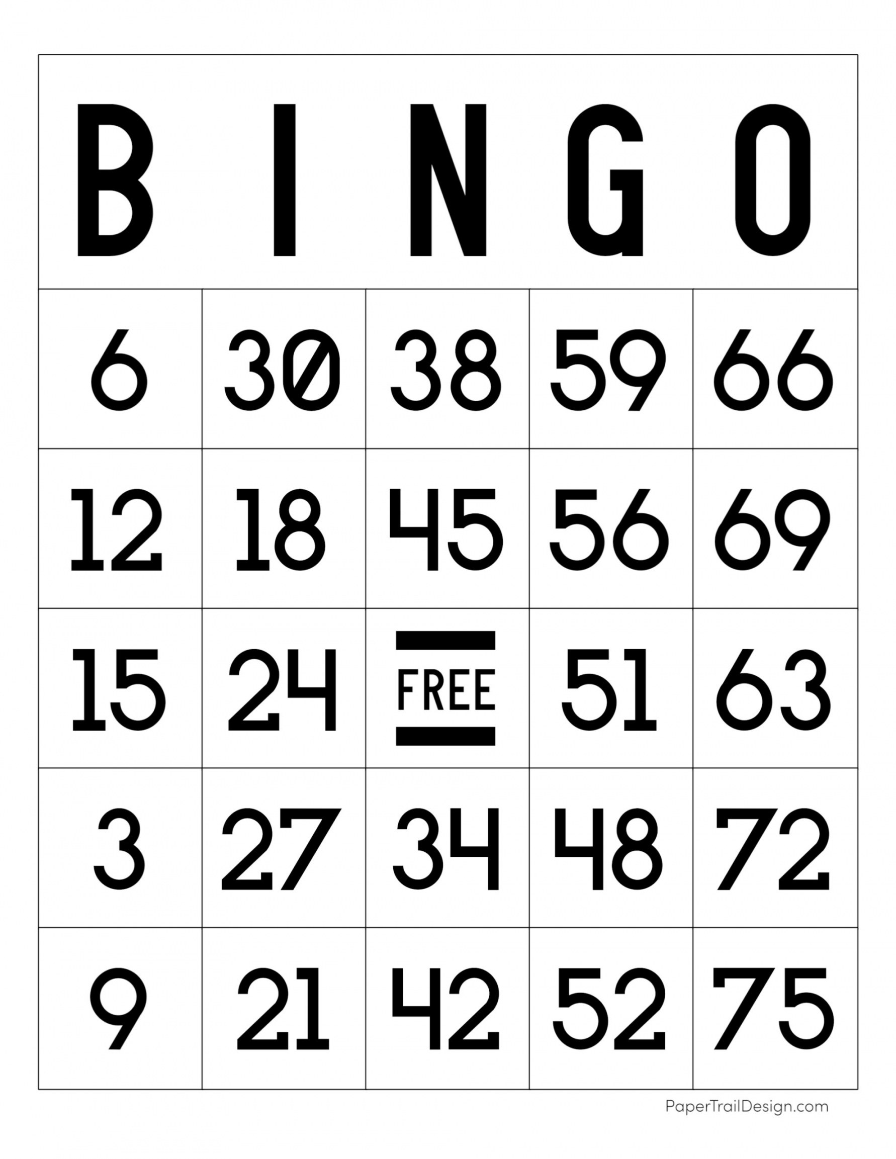 Free Printable Bingo Cards - Paper Trail Design - FREE Printables - Free Printable Bingo Cards 1-75