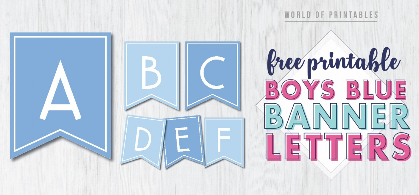 Free Printable Boys Blue Banner Letters - World of Printables - FREE Printables - Free Printable Banner Letters