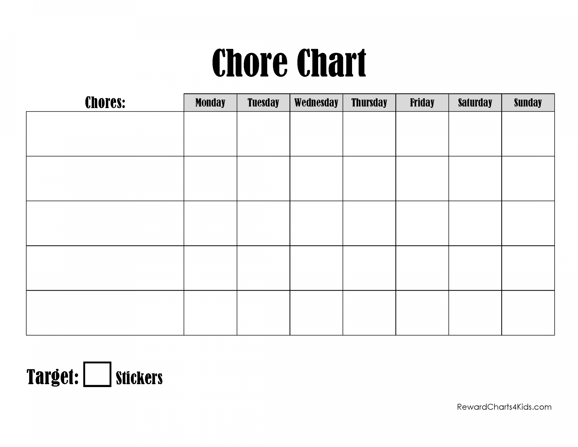 Free Printable Chore Chart for Kids  Customize Online & Print at Home - FREE Printables - Free Editable Printable Chore Charts