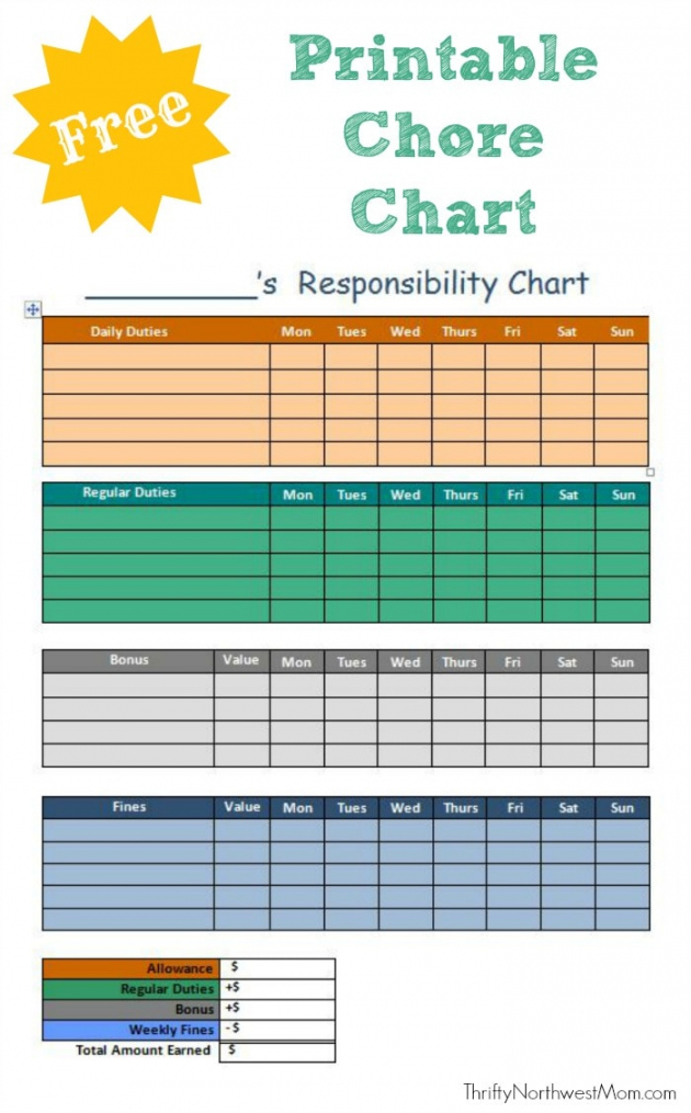 Free Printable Chore Chart for Kids Customize Responsibility Chart - FREE Printables - Customizable Free Printable Chore Charts