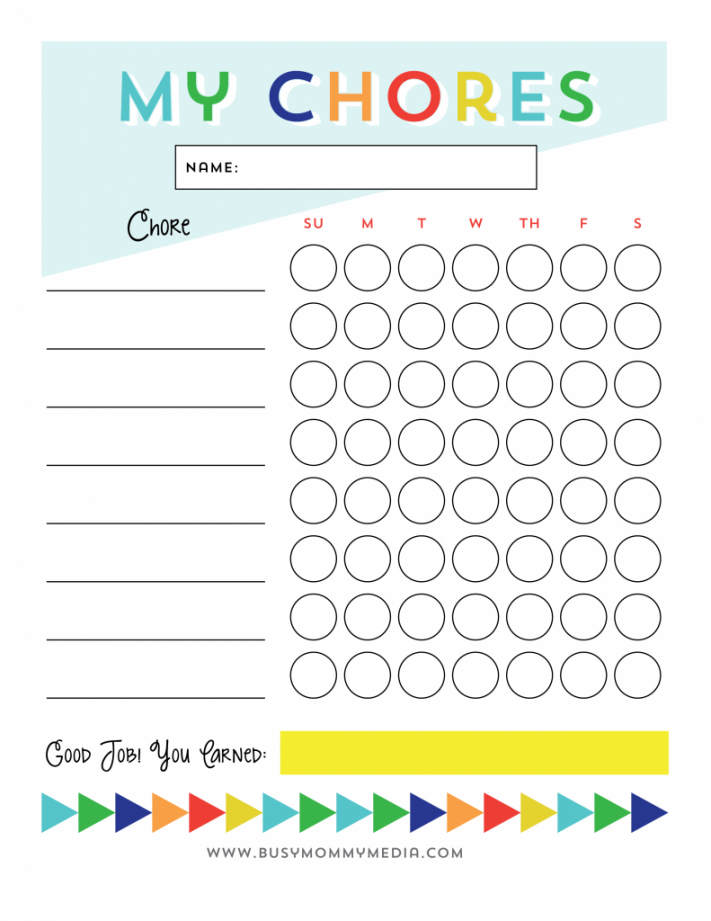 Free Printable - Chore Chart for Kids - FREE Printables - Free Printable Chore Chart For Kids