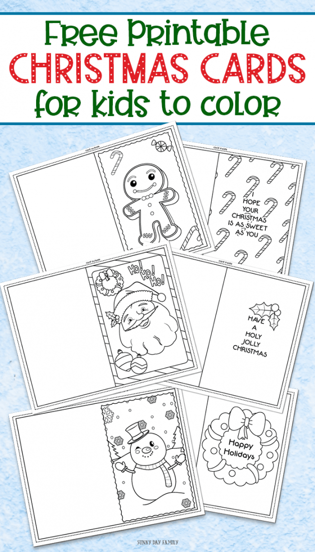 Free Printable Christmas Cards for Kids to Color  Sunny Day Family - FREE Printables - Free Printable Christmas Cards To Color