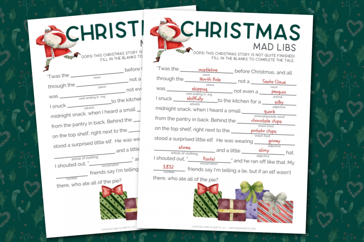 FREE PRINTABLE CHRISTMAS MAD LIBS Printables Mad in Crafts - FREE Printables - Christmas Mad Libs Free Printable