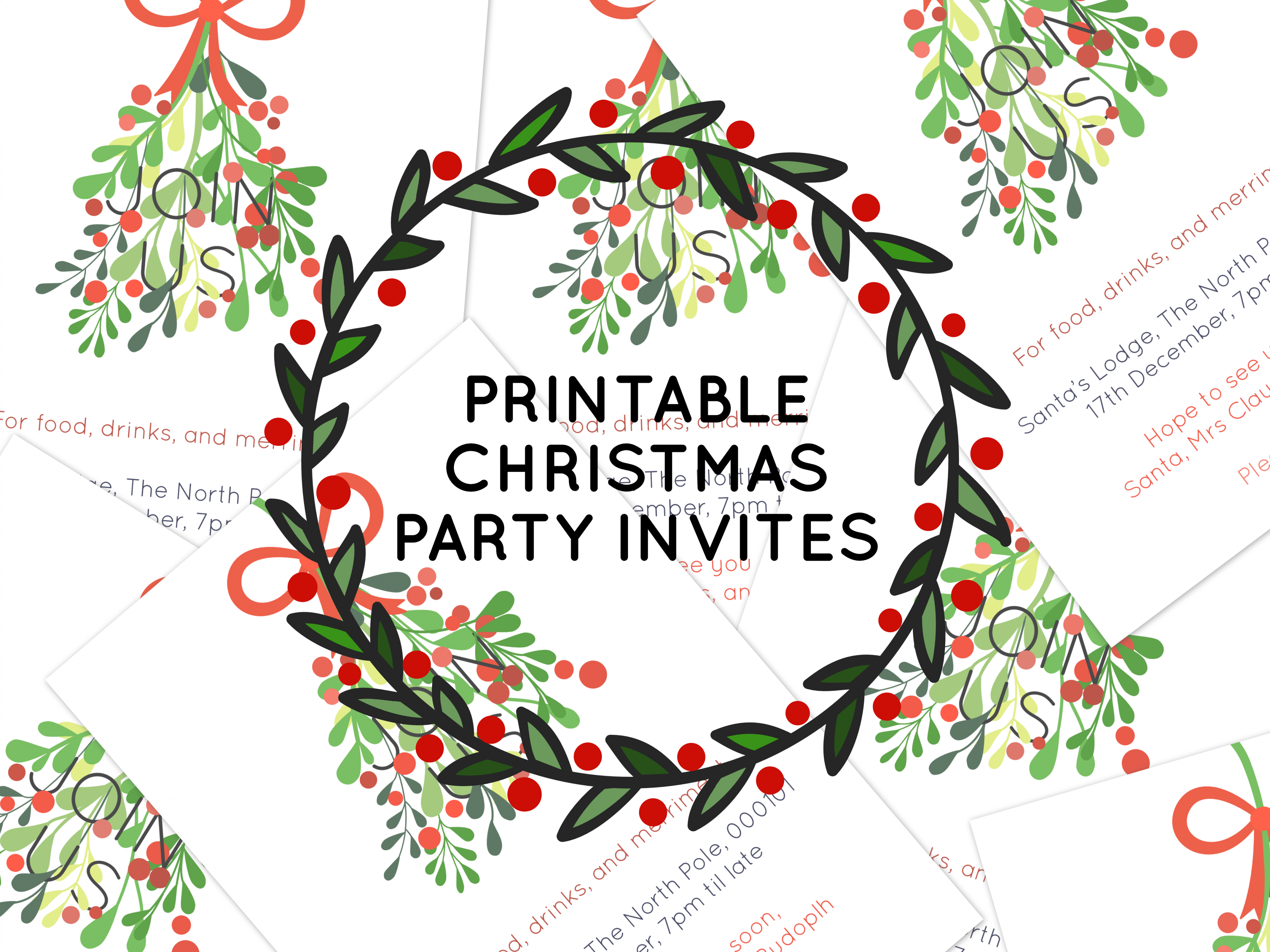 FREE Printable Christmas Party Invites – Work Over Easy - FREE Printables - Free Printable Christmas Invitations