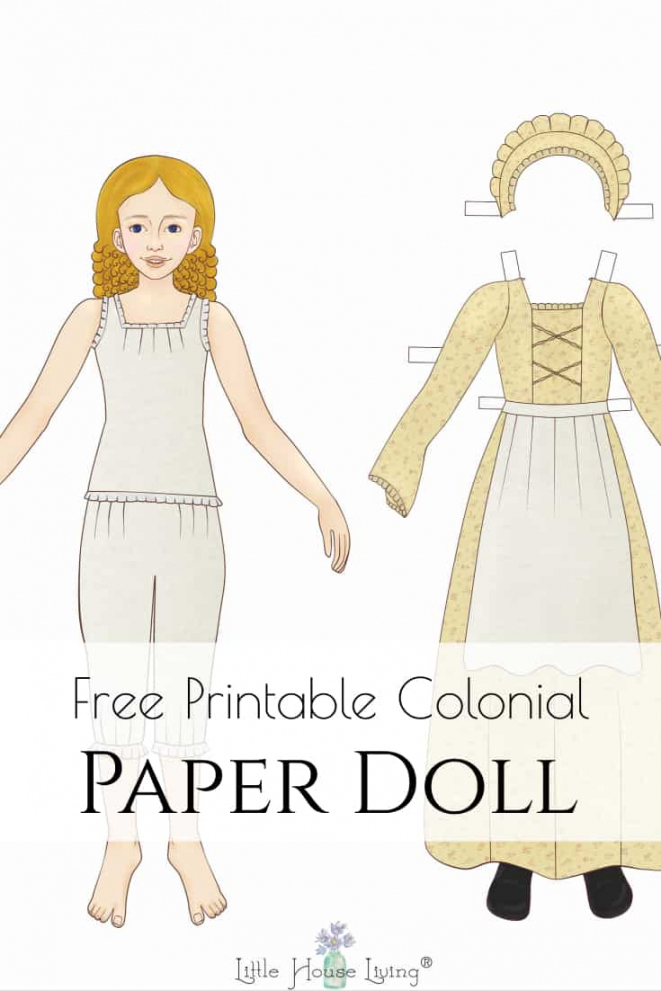 Free Printable Colonial Style Paper Doll - Little House Living - FREE Printables - Paper Dolls Free Printable