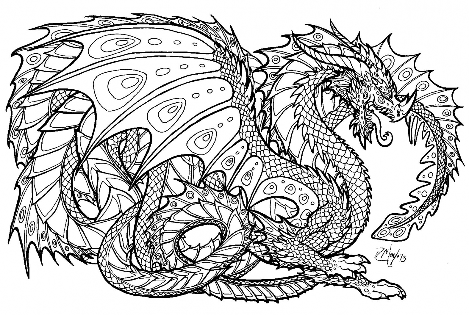 free printable coloring pages for adults advanced dragons - Google  - FREE Printables - Free Printable Dragon Coloring Pages
