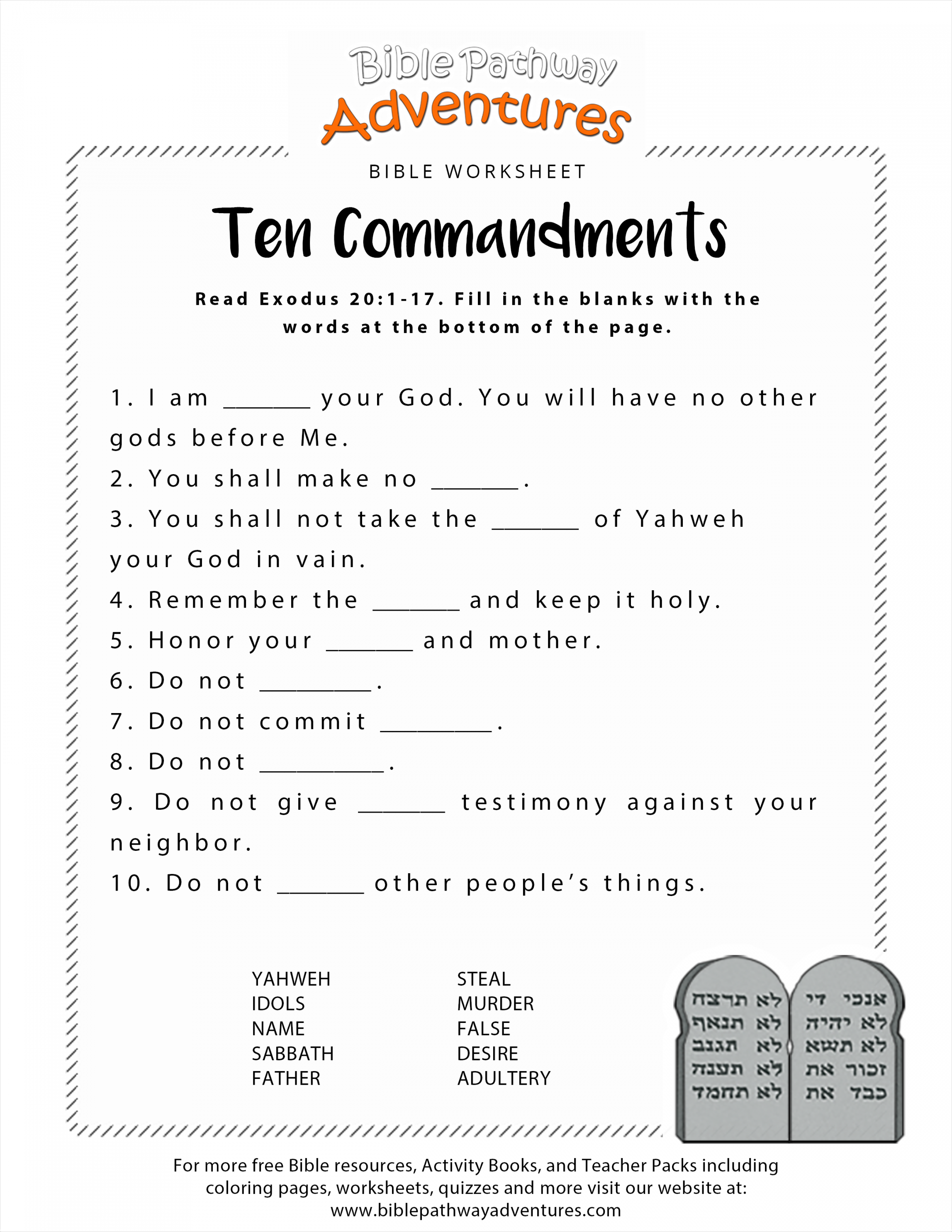 Free Printable  Commandments Printable Worksheets - FREE Printables - Free Printable 10 Commandments Printable Worksheets