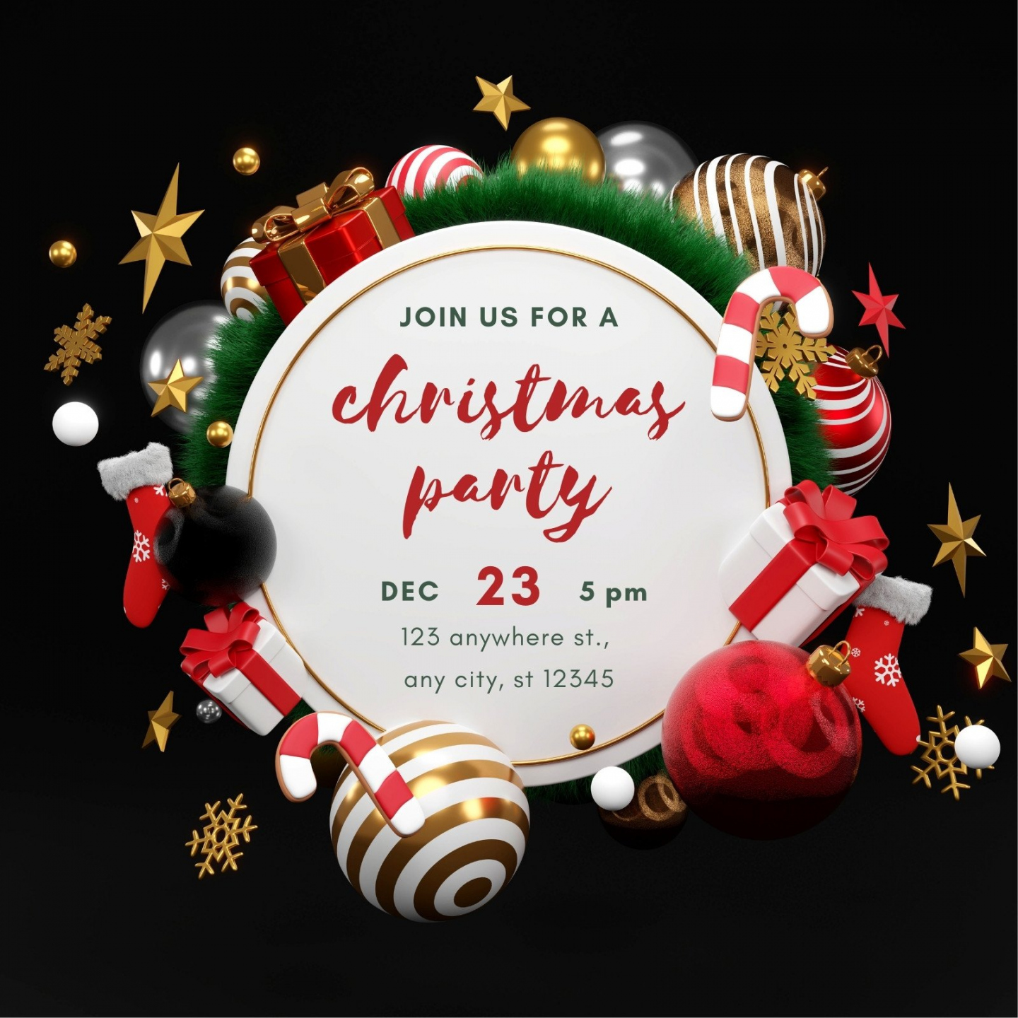 Free, printable, customizable Christmas invitation templates  Canva - FREE Printables - Free Printable Christmas Invitations