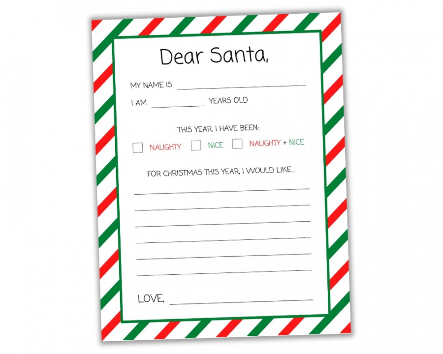 Free Printable "Dear Santa" Letter Template for Kids - The Craft  - FREE Printables - Free Printable Santa Letter Template