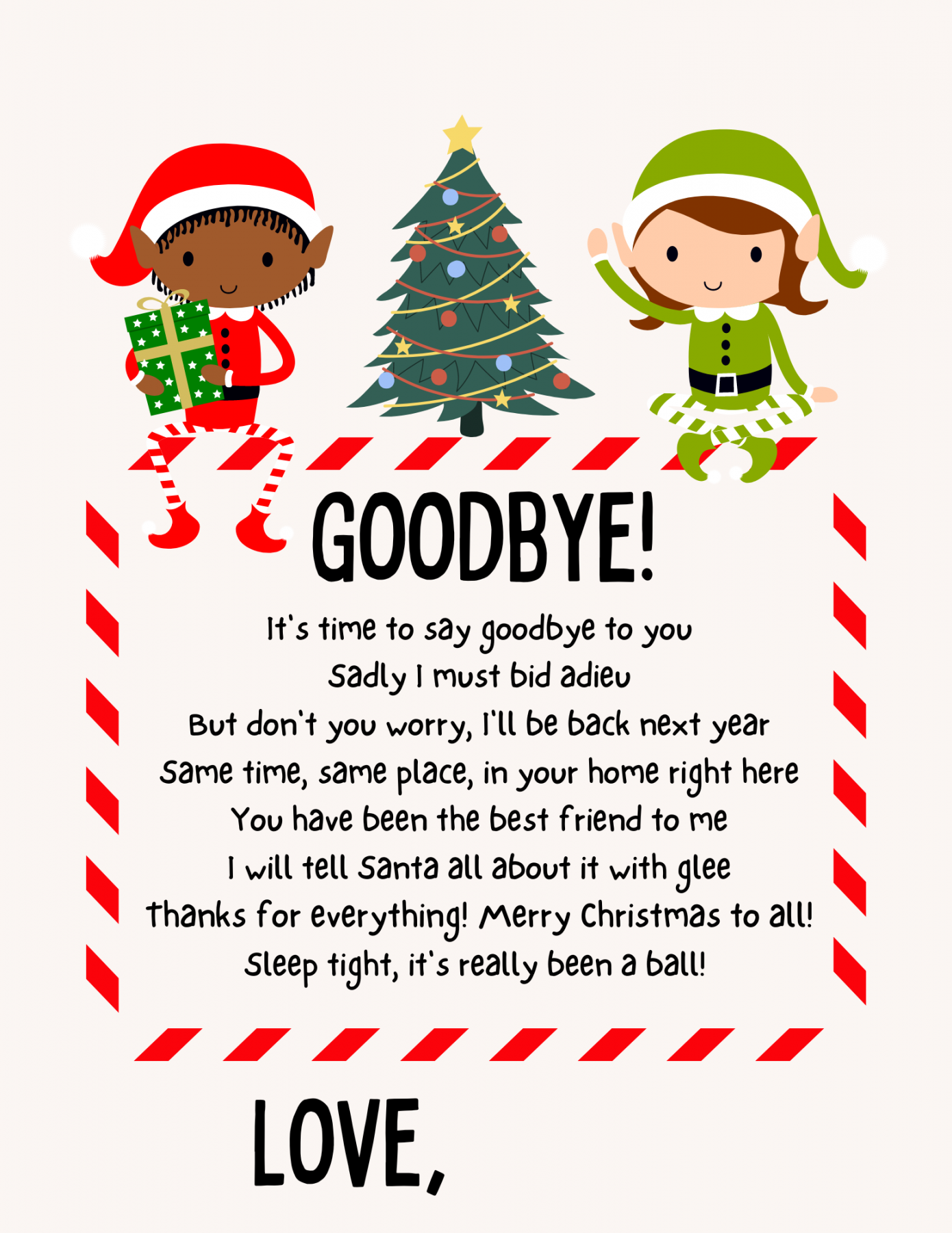 Free Printable Elf on the Shelf Goodbye Letters - Lola Lambchops - FREE Printables - Free Printable Elf On The Shelf Goodbye Letter