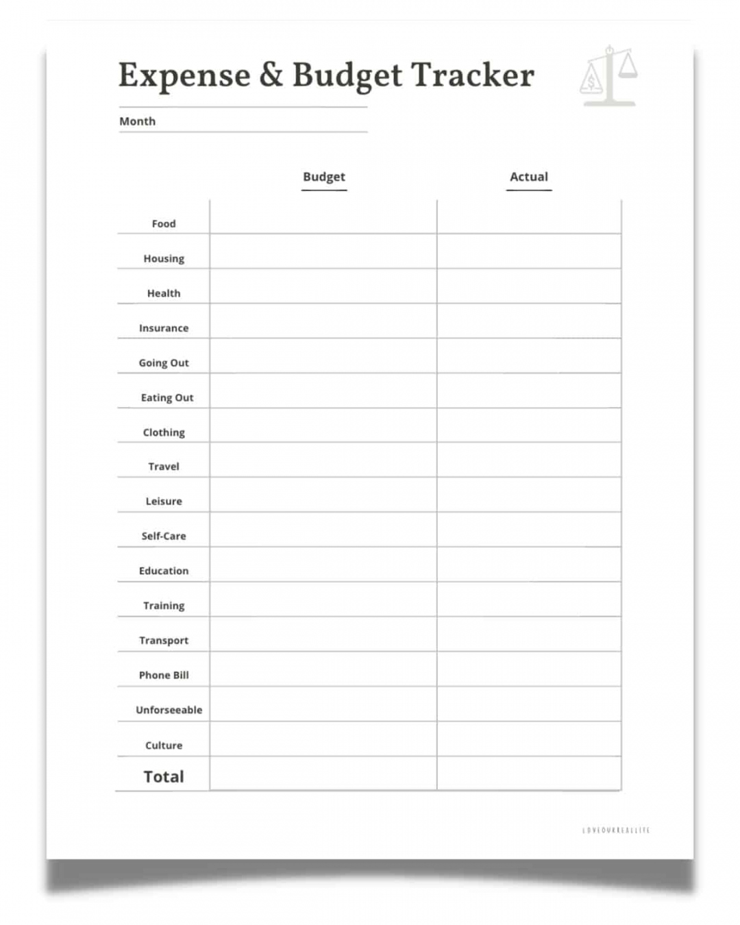 FREE Printable Expense Tracker - Monthly Budget Trackers ⋆ Love  - FREE Printables - Expense Tracker Printable Free