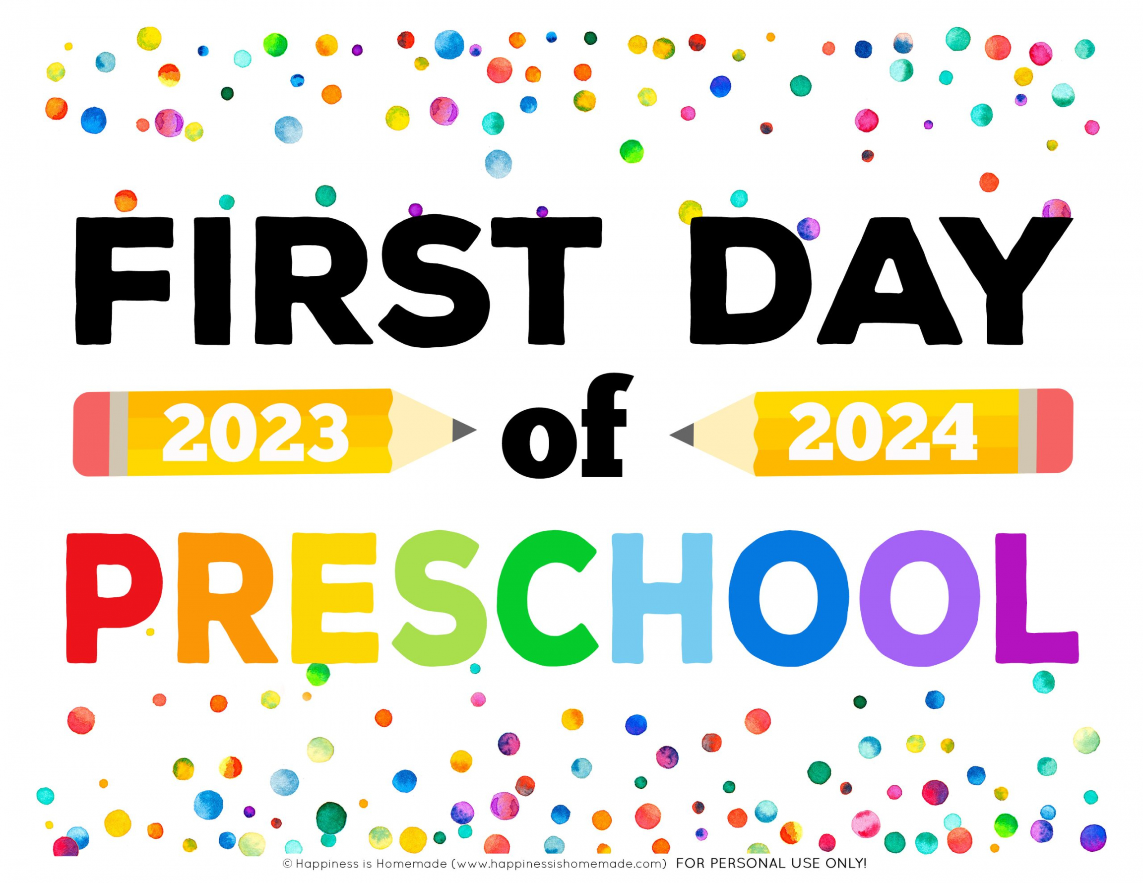 Free Printable First Day of School Signs - - Happiness is  - FREE Printables - Free Printable First Day Of Preschool Sign