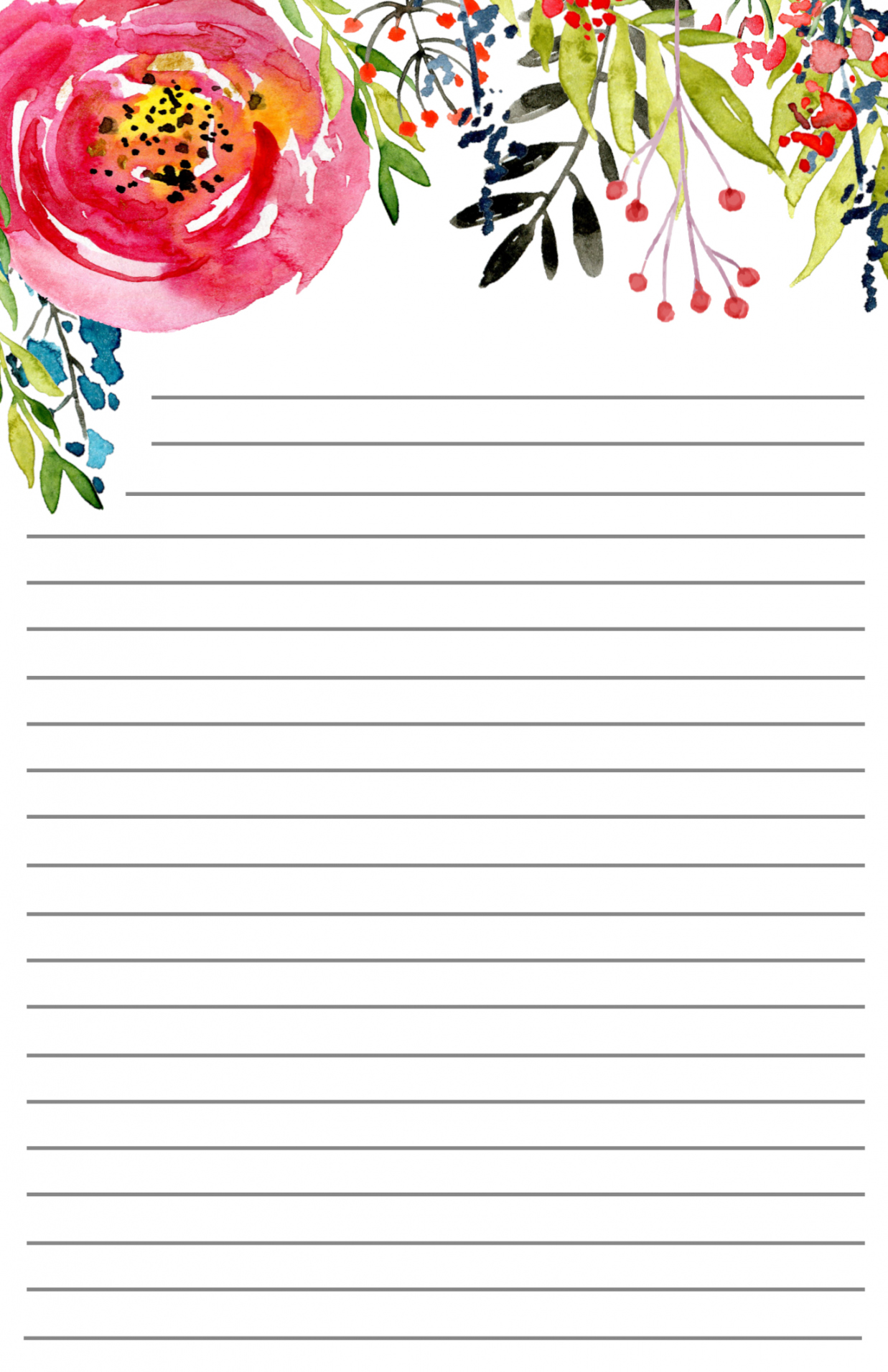 Free Printable Floral Stationery - Paper Trail Design - FREE Printables - Free Printable Stationary With Lines And Borders