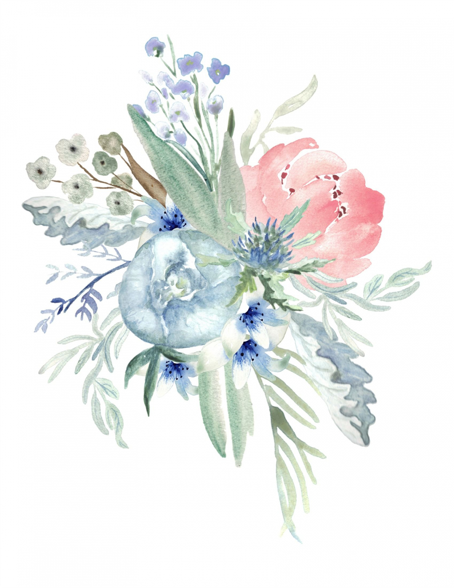 Free Printable Floral Watercolour Designs  Ilustrações florais  - FREE Printables - Free Printable Watercolor Templates