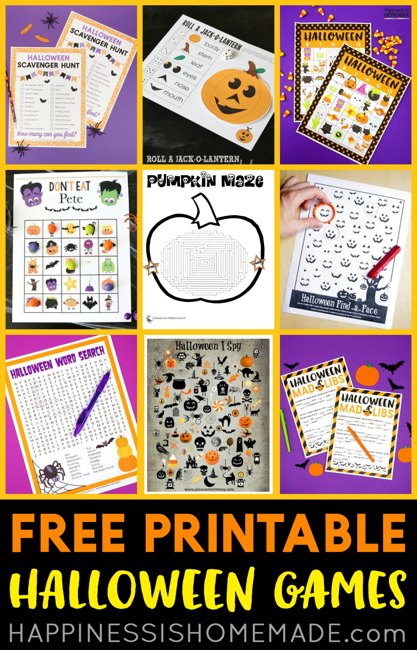 Free Printable Halloween Games - Happiness is Homemade - FREE Printables - Free Printable Halloween Games