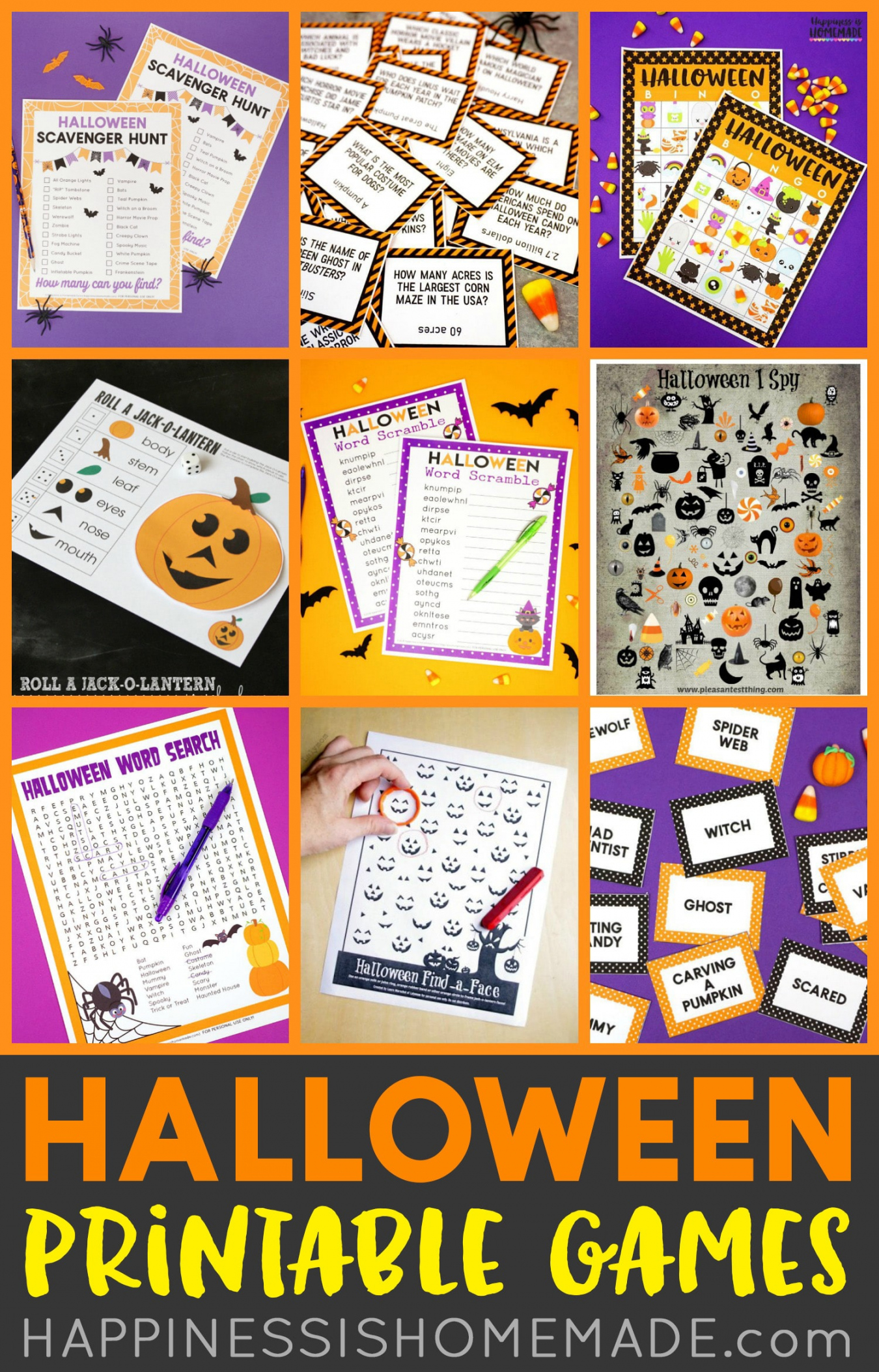 Free Printable Halloween Games - Happiness is Homemade - FREE Printables - Free Printable Halloween Games