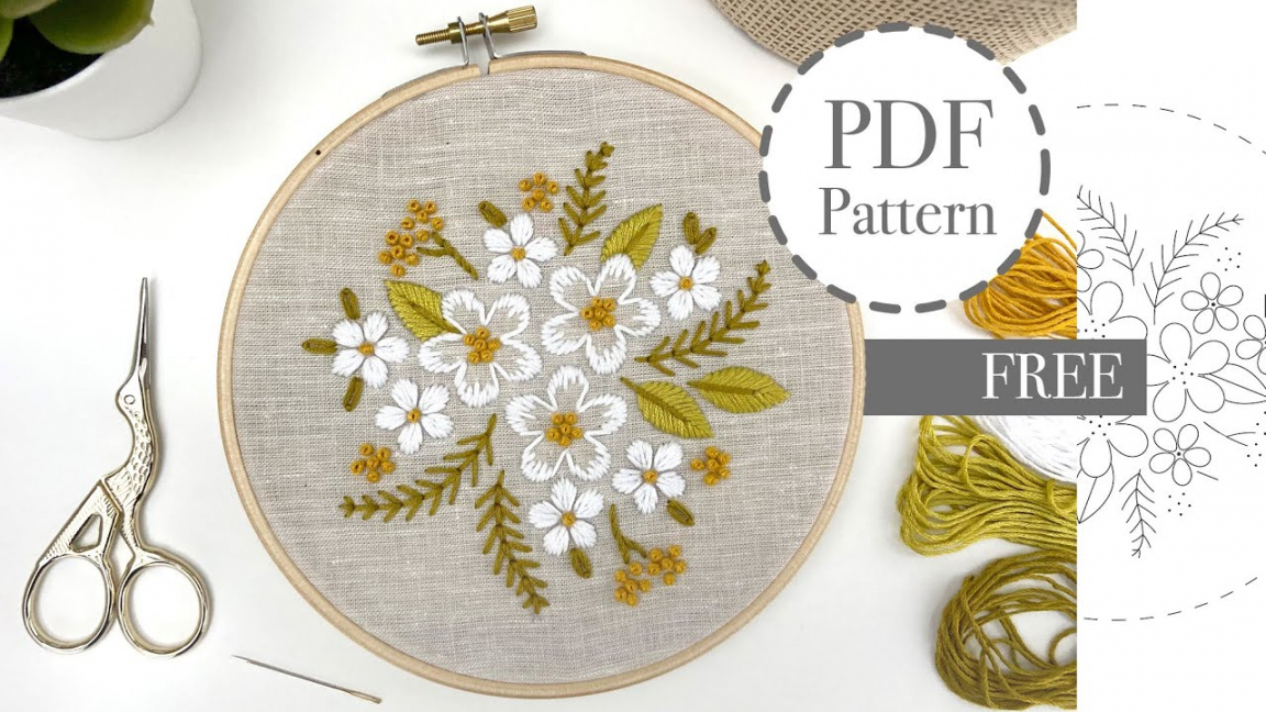 Free Printable Hand Embroidery Pattern for Beginners, How to embroider a  bouquet - Free Printable Embroidery Patterns