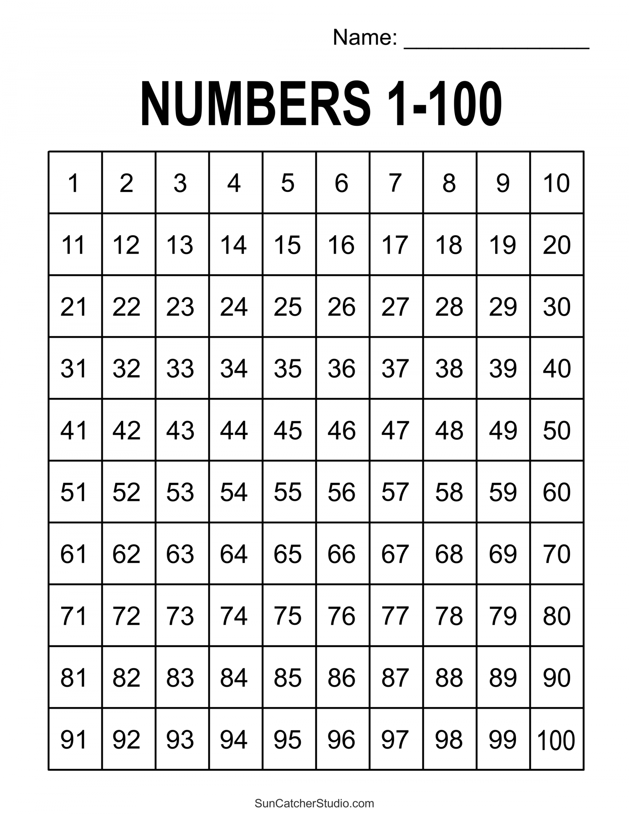 Free Printable Hundreds Charts (Numbers  to 00) – DIY Projects  - FREE Printables - 100 Chart Free Printable