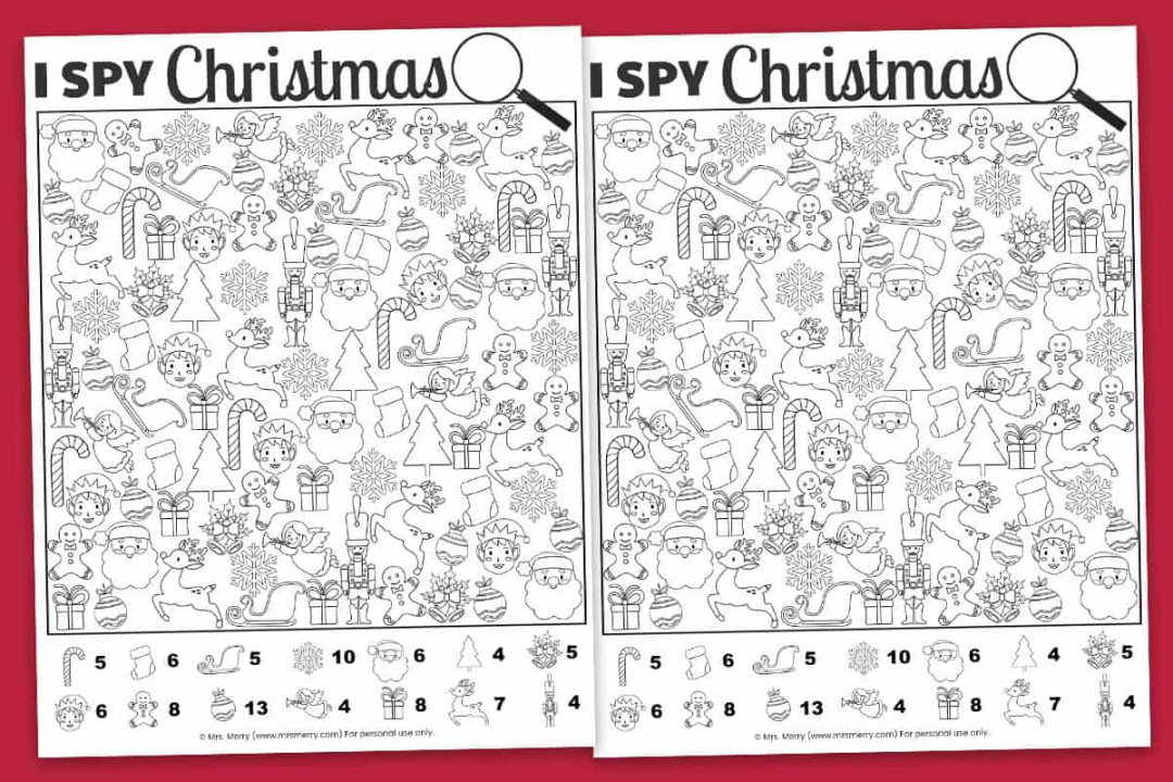 Free Printable I Spy Christmas Activity  Mrs - Free Printable Christmas Activities