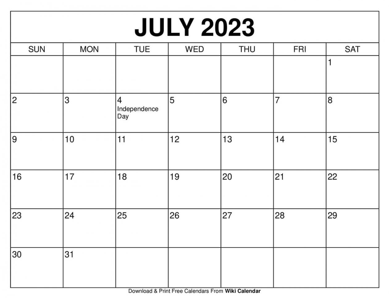 Free Printable July  Calendar Templates With Holidays - Wiki Calendar - FREE Printables - Free Printable July Calendar