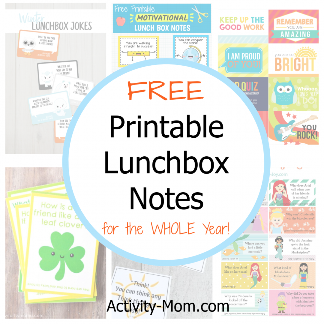 FREE Printable Lunch Box Notes for the School Year - The Activity Mom - FREE Printables - Free Printable Lunchbox Notes