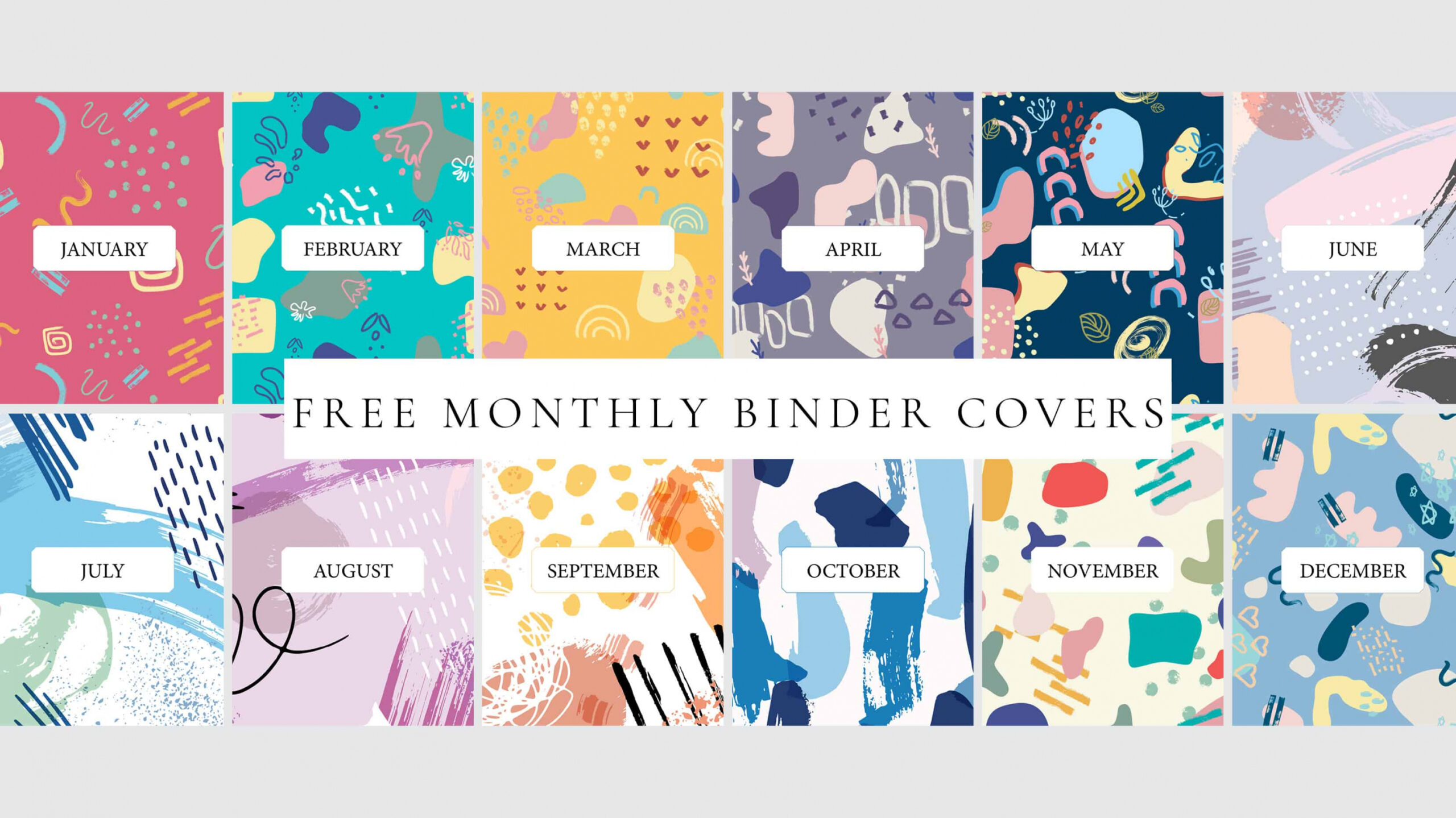 FREE Printable Monthly Binder Covers - My Printable Home - FREE Printables - Free Printable Binder Cover