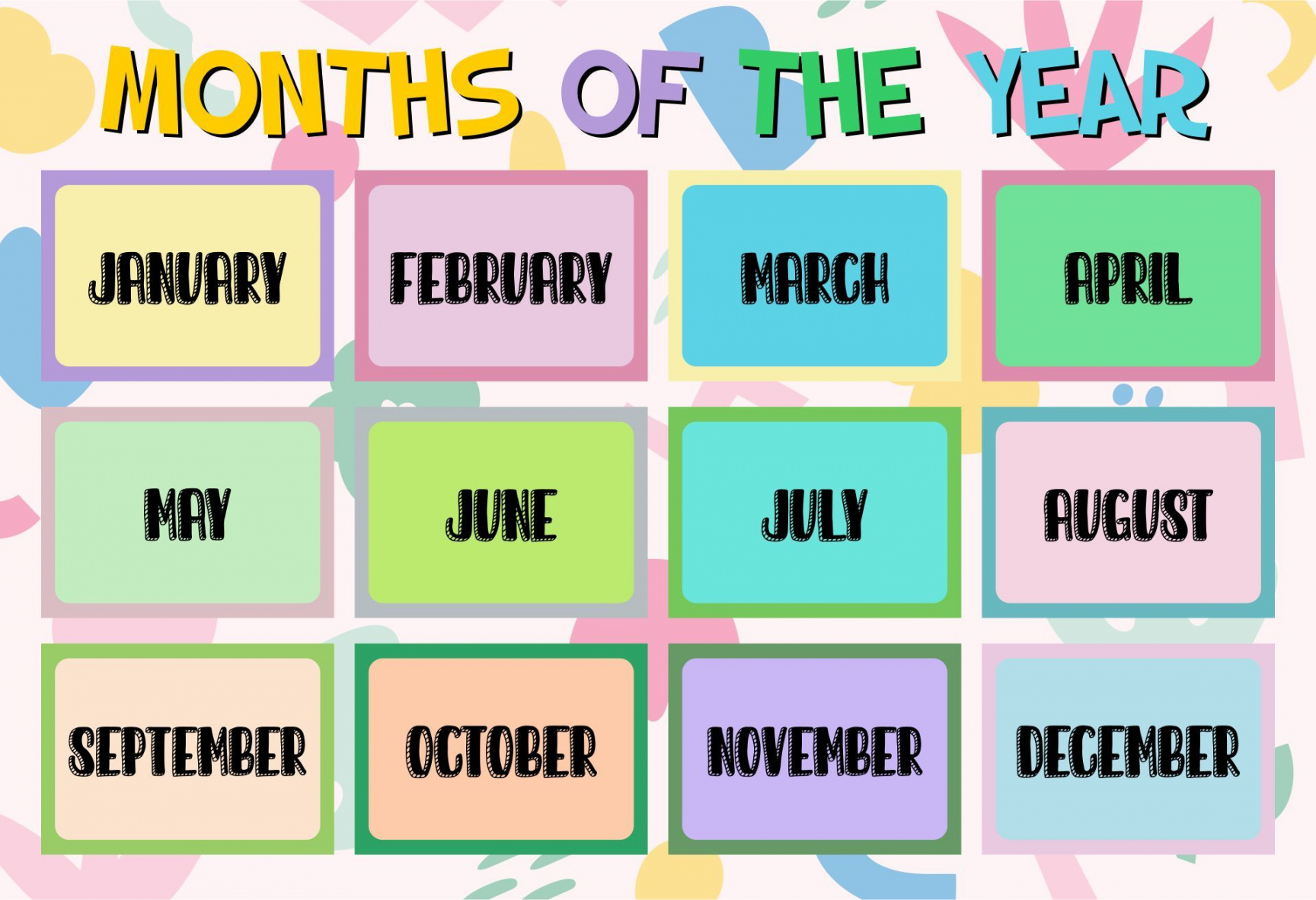 Free Printable Months Of The Year Flashcards  Months in a year  - FREE Printables - Months Of The Year Free Printable