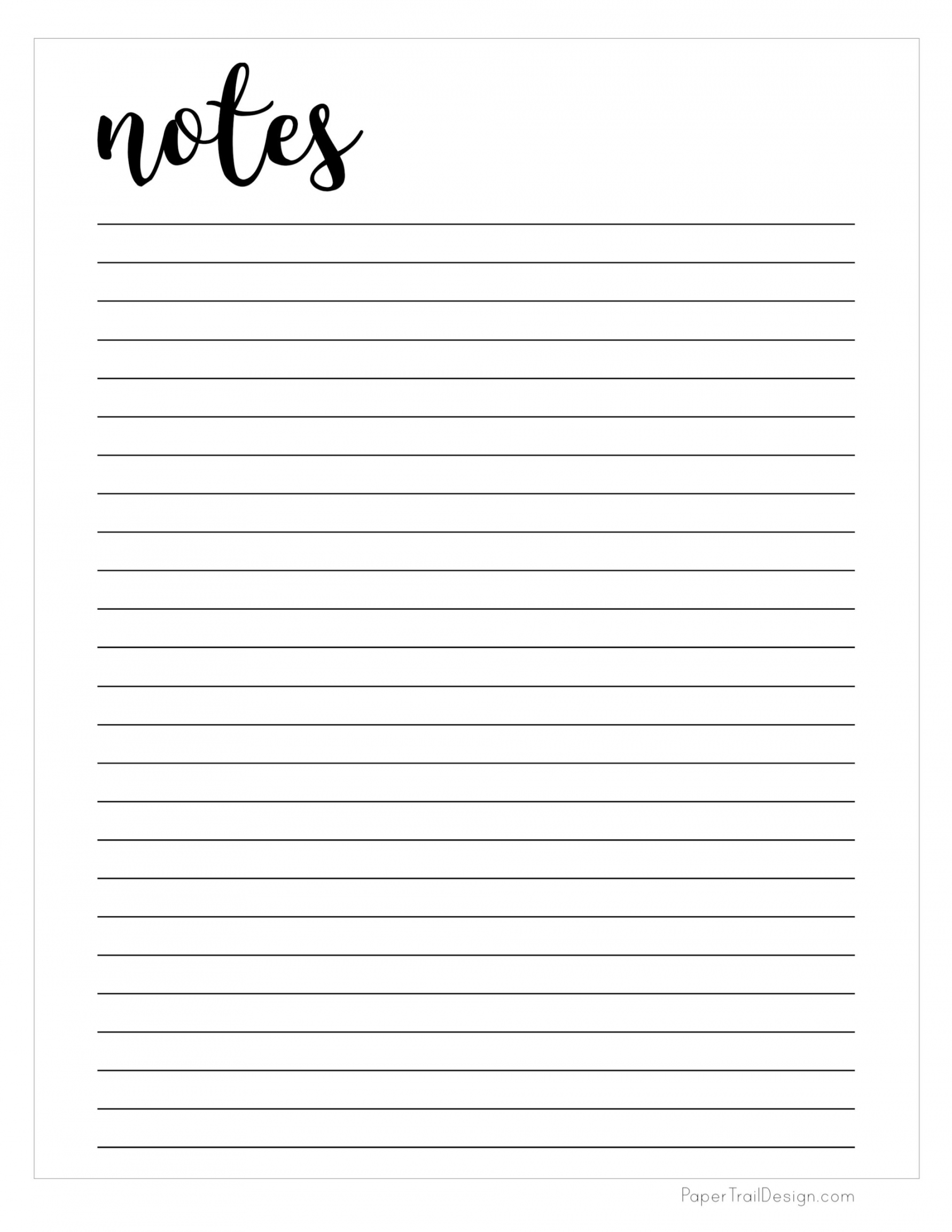 Free Printable Notes Template - Paper Trail Design - FREE Printables - Free Printable Note Taking Templates