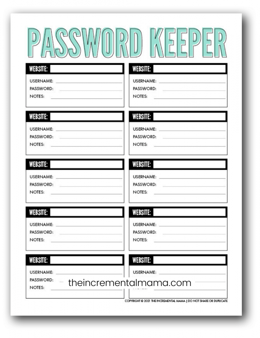 Free Printable Password Keeper Printables to Download Instantly - FREE Printables - Free Printable Password Log