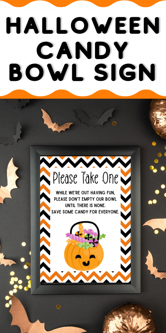 Free Printable Please Take One Halloween Sign - Cassie Smallwood - FREE Printables - Free Printable Halloween Candy Signs