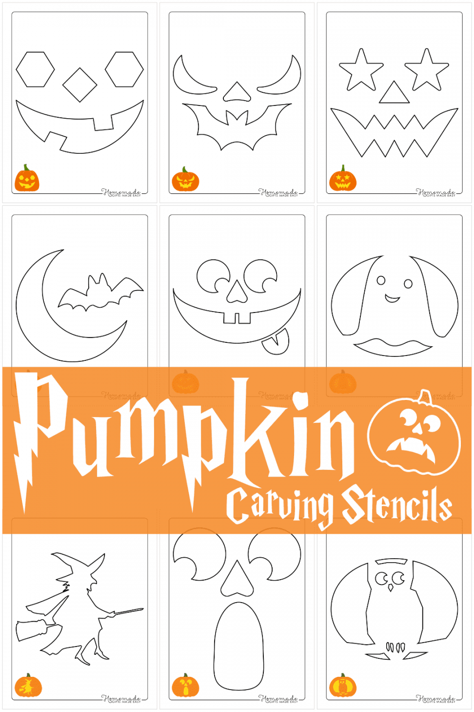 Free Printable Pumpkin Carving Stencils for Halloween - FREE Printables - Pumpkin Face Template Free Printable